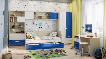 Детская комната Скай Люкс (Синий/Белый/корпус Клен) в Толмачёво - tolmachyovo.mebel54.com | фото
