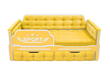Кровать 190 серии Спорт 2 ящика 74 Жёлтый (мягкие боковые накладки) в Толмачёво - tolmachyovo.mebel54.com | фото