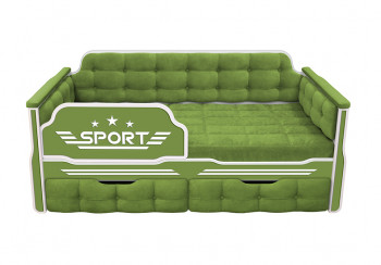 Кровать 190 серии Спорт 2 ящика 76 Зелёный (мягкие боковые накладки) в Толмачёво - tolmachyovo.mebel54.com | фото