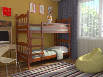 Кровать двухъярусная Соня из массива сосны 800*1890 Орех в Толмачёво - tolmachyovo.mebel54.com | фото