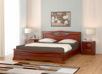 Кровать Карина-7 из массива сосны 1400*2000 Орех в Толмачёво - tolmachyovo.mebel54.com | фото