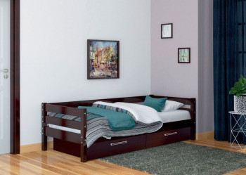 Кровать одинарная ГЛОРИЯ из массива сосны  900*2000 (Орех Тёмный) в Толмачёво - tolmachyovo.mebel54.com | фото