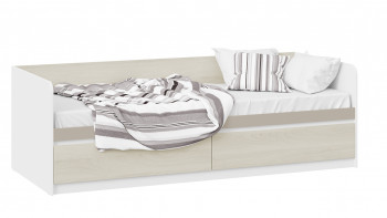 Кровать «Сканди» с 2 ящиками Дуб Гарден/Белый/Глиняный серый в Толмачёво - tolmachyovo.mebel54.com | фото