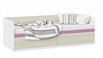 Кровать «Сканди» с 2 ящиками Дуб Гарден/Белый/Лиловый в Толмачёво - tolmachyovo.mebel54.com | фото