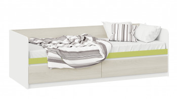 Кровать «Сканди» с 2 ящиками Дуб Гарден/Белый/Зеленый в Толмачёво - tolmachyovo.mebel54.com | фото