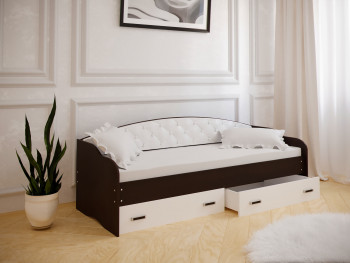 Кровать Софа-7 с мягкой спинкой (800х1900) Венге/ Белый в Толмачёво - tolmachyovo.mebel54.com | фото
