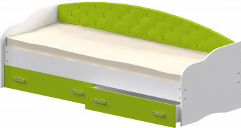 Кровать Софа-7 с мягкой спинкой (800х2000) Белый/Лайм в Толмачёво - tolmachyovo.mebel54.com | фото