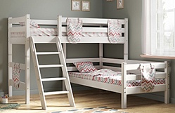 Кровать Соня вариант 8 угловая с наклонной лестницей Белый полупрозрачный в Толмачёво - tolmachyovo.mebel54.com | фото