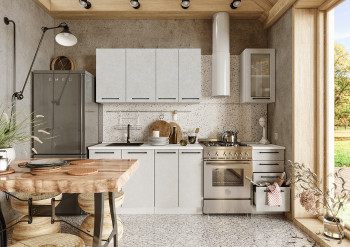 Кухонный гарнитур Нувель 1800мм белый/бетон белый в Толмачёво - tolmachyovo.mebel54.com | фото