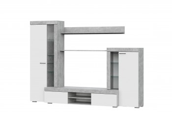 Мебель для гостиной МГС 5 Цемент светлый / Белый в Толмачёво - tolmachyovo.mebel54.com | фото