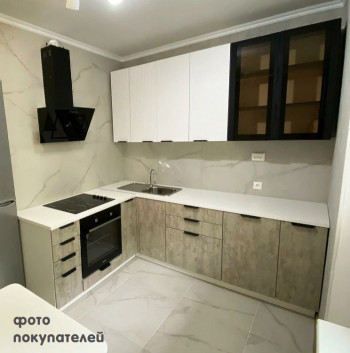 Модульная кухня Норд 1,6 м (Софт даймонд/Камень беж/Белый) в Толмачёво - tolmachyovo.mebel54.com | фото