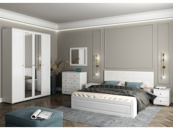 Модульная спальня Барселона (Белый/Белый глянец) в Толмачёво - tolmachyovo.mebel54.com | фото