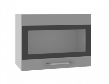 Норд ШВГС 600 Шкаф верхний горизонтальный со стеклом (Софт черный/корпус Белый) в Толмачёво - tolmachyovo.mebel54.com | фото