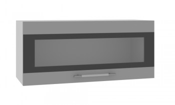 Норд ШВГС 800 Шкаф верхний горизонтальный со стеклом (Софт черный/корпус Белый) в Толмачёво - tolmachyovo.mebel54.com | фото