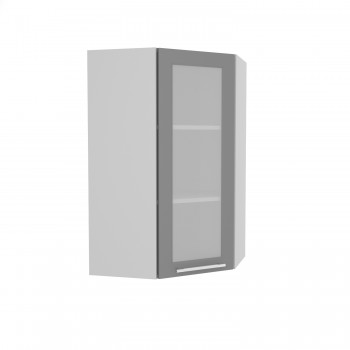 Норд ШВУС 600Н Шкаф верхний угловой (премьер) высокий (Софт черный/корпус Белый) в Толмачёво - tolmachyovo.mebel54.com | фото