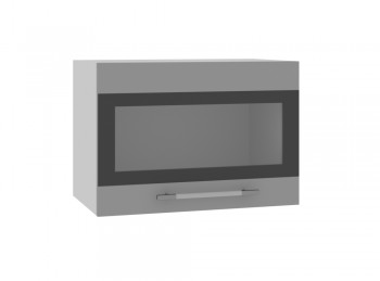 Ройс ПГСФ 500 Шкаф верхний горизонтальный со стеклом с фотопечатью (Графит софт/корпус Серый) в Толмачёво - tolmachyovo.mebel54.com | фото