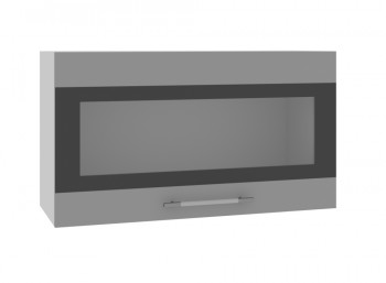 Ройс ВПГСФ 800 Шкаф верхний горизонтальный со стеклом с фотопечатью высокий (Графит софт/корпус Серый) в Толмачёво - tolmachyovo.mebel54.com | фото