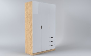 Шкаф 3-х створчатый с ящиками Лофт (Белый/корпус Дуб Сонома) в Толмачёво - tolmachyovo.mebel54.com | фото