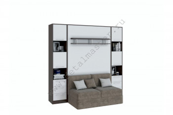 Шкаф-кровать с диваном БЕЛА с полкой ножкой в Толмачёво - tolmachyovo.mebel54.com | фото