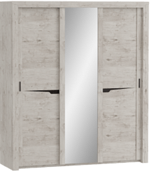 Шкаф трехдверный Соренто с раздвижными дверями Дуб бонифаций/Кофе структурный матовый в Толмачёво - tolmachyovo.mebel54.com | фото