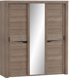 Шкаф трехдверный Соренто с раздвижными дверями Дуб стирлинг/Кофе структурный матовый в Толмачёво - tolmachyovo.mebel54.com | фото
