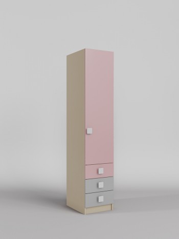 Шкаф угловой (секция с ящиками) Грэйси (Розовый/Серый/корпус Клен) в Толмачёво - tolmachyovo.mebel54.com | фото